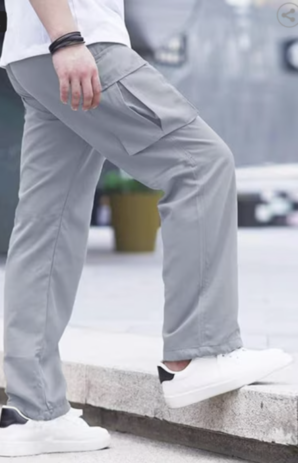 Men Relaxed Fit Cargo Pants (GREY) - Image 2